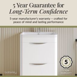 Balterley Modern Bathroom Floor 2 Drawer Vanity Unit Basin, Gloss White, 600mm in White - thumbnail 6