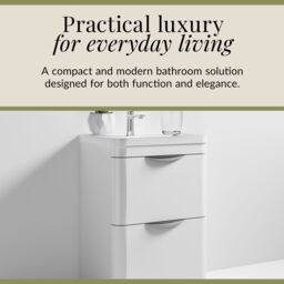 Balterley Modern Bathroom Floor 2 Drawer Vanity Unit Basin, Gloss White, 600mm in White - thumbnail 4