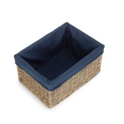 Red Hamper Antique Wash Navy Cotton Lined Willow Storage Baskets in Blue - Size: XL - thumbnail 2