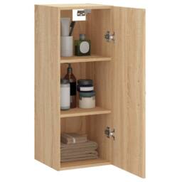 Berkfield Home Wall Mounted Cabinet Sonoma Oak 34.5x34x90 cm Engineered Wood in Light Tan - thumbnail 4