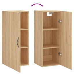 Berkfield Home Wall Mounted Cabinet Sonoma Oak 34.5x34x90 cm Engineered Wood in Light Tan - thumbnail 9