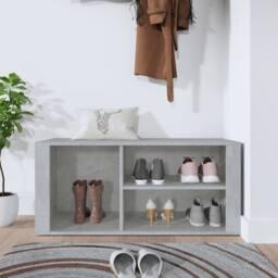 Berkfield Home Shoe Cabinet Concrete Grey 100x35x45 cm Engineered Wood - Size: 100 x 35 x 45 cm - thumbnail 3