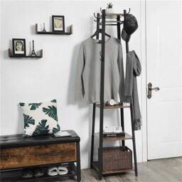 EONLION Heavy Duty Steel Frame Coat Rack in Brown - Size: 500mm - thumbnail 1