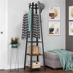 EONLION Heavy Duty Steel Frame Coat Rack in Brown - Size: 500mm - thumbnail 5