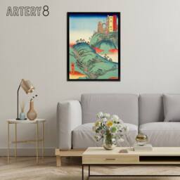 "Artery8 Kanegasaka Tanba Province Framed Canvas Japanese Wall Art Print in Blue - Size: W12"" x H16""" - thumbnail 3