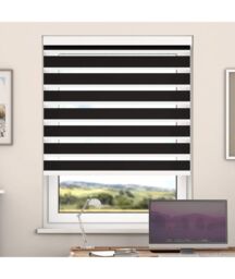 New Edge Blinds Pirate Black Day & Night Zebra Roller Blind with Cassette - Size: 115 cm width x 200 cm drop - thumbnail 2