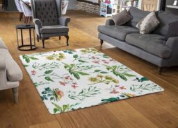 Benjamin Tate Design Watercolour Leaves & Flowers Rug in Natural - Size: Large - thumbnail 2