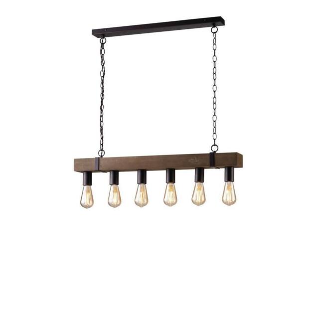 Netlighting Texas Bar Ceiling Pendant Moro Antique Wooden E27 in Brown
