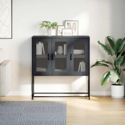 Berkfield Home Sideboard Black 100.5x39x107 cm Cold-rolled Steel - thumbnail 3