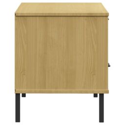 Berkfield Home TV Cabinet with Metal Legs Brown Solid Wood Pine OSLO - thumbnail 6