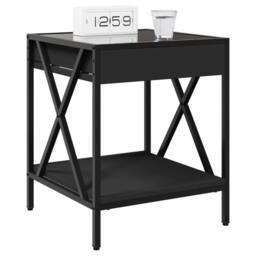 Berkfield Home Bedside Table with Infinity LED Black 40x40x49 cm - Size: 40 x 40 x 49 cm - thumbnail 5