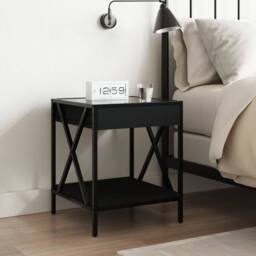 Berkfield Home Bedside Table with Infinity LED Black 40x40x49 cm - Size: 40 x 40 x 49 cm - thumbnail 4