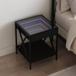 Berkfield Home Bedside Table with Infinity LED Black 40x40x49 cm - Size: 40 x 40 x 49 cm - thumbnail 2