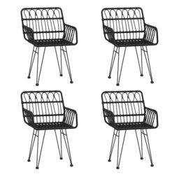 Berkfield Home 5 Piece Garden Dining Set Black Poly Rattan - thumbnail 4