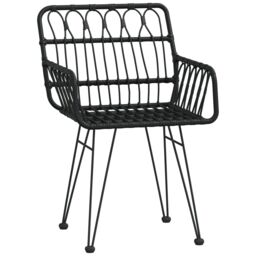 Berkfield Home 5 Piece Garden Dining Set Black Poly Rattan - thumbnail 5