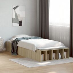 Berkfield Home Bed Frame without Mattress Sonoma Oak 100x200 cm in Brown - thumbnail 1