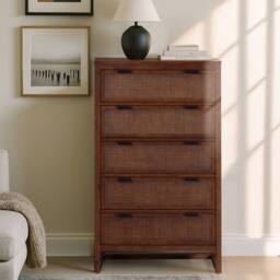 Teamson Home Hatteras Chest of Drawers 5 Drawer Bedroom Dresser in Walnut - thumbnail 3