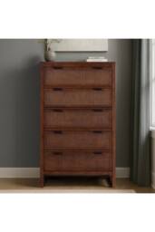 Teamson Home Hatteras Chest of Drawers 5 Drawer Bedroom Dresser in Walnut - thumbnail 4