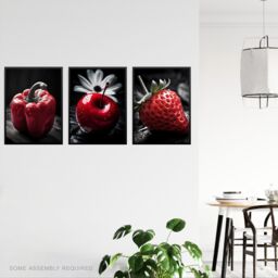 Artery8 A4 Wall Art & Frame Set of 3 Red Apple Pepper Strawberry Kitchen - thumbnail 2