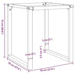 Berkfield Home Dining Table Legs O-Frame 70x70x73 cm Steel in Black - Size: 70 x 70 x 73 cm - thumbnail 9