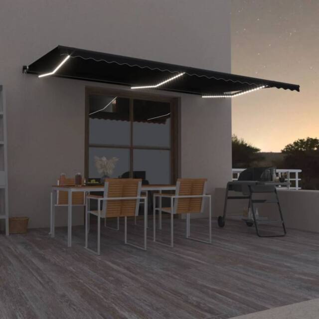 Berkfield Home Manual Retractable Awning with LED 600x350 cm Anthracite in Black - image 1