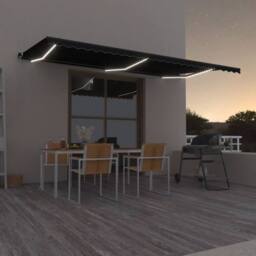 Berkfield Home Manual Retractable Awning with LED 600x350 cm Anthracite in Black - thumbnail 1