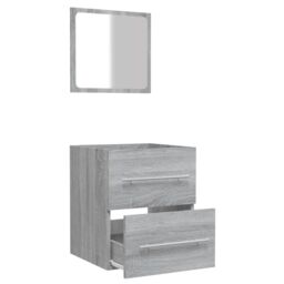 Berkfield Home Bathroom Cabinet with Mirror Grey Sonoma 41x38.5x48 cm Engineered Wood - thumbnail 6
