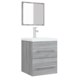Berkfield Home Bathroom Cabinet with Mirror Grey Sonoma 41x38.5x48 cm Engineered Wood - thumbnail 4