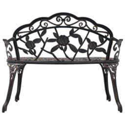 Berkfield Home Bistro Bench 100cm Bronze Cast Aluminium in Brown - thumbnail 3
