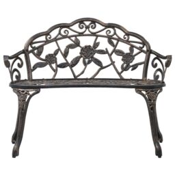 Berkfield Home Bistro Bench 100cm Bronze Cast Aluminium in Brown - thumbnail 2