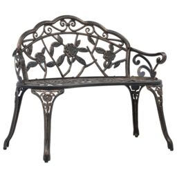 Berkfield Home Bistro Bench 100cm Bronze Cast Aluminium in Brown - thumbnail 1