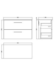 Balterley Level 800mm Wall Hung 2 Drawer Vanity Unit with Worktop - Satin Grey - thumbnail 2
