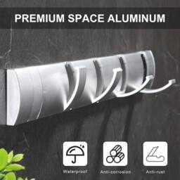 Kelvenix Coat Hooks Wall Mounted Drying Rack in Silver - Size: 0.6m2 - thumbnail 3