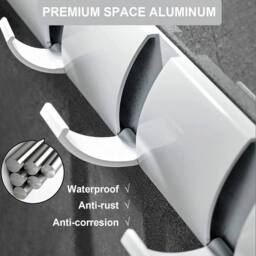 Kelvenix Coat Hooks Wall Mounted Drying Rack in Silver - Size: 0.6m2 - thumbnail 4