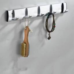 Kelvenix Coat Hooks Wall Mounted Drying Rack in Silver - Size: 0.6m2 - thumbnail 2
