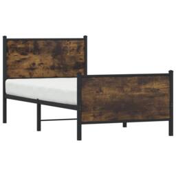 Berkfield Home Metal Bed Frame without Mattress Smoked Oak 90x190 cm Single in Brown - thumbnail 4