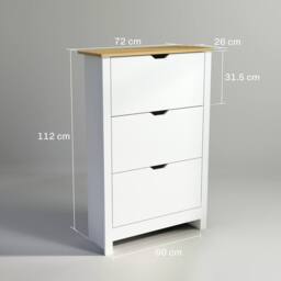 Wyld Haus Dorane Lake High Gloss White Slim Shoe Cabinet 3 Flip Drawers - thumbnail 3