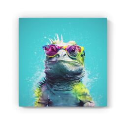 Warren Reed - Designer Inquisitive Splashart Iguana Canvas - Size: w10 inch x h10 inch - thumbnail 2