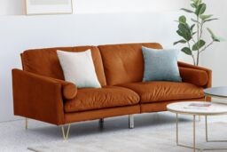 Furniture Maxi Alessia Velvet Sofa Bed in Burnt Orange