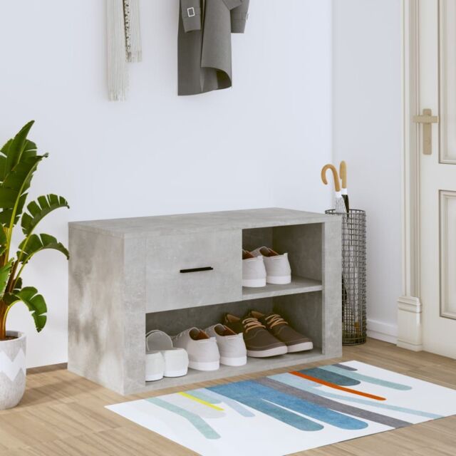Berkfield Home Shoe Cabinet Concrete Grey 80x35x45 cm Engineered Wood - Size: 80 x 35 x 45 cm - image 1