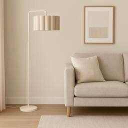 CGC Lighting Kyra Cream Off-White Angled Floor Lamp with Large Scalloped Lampshade - thumbnail 1