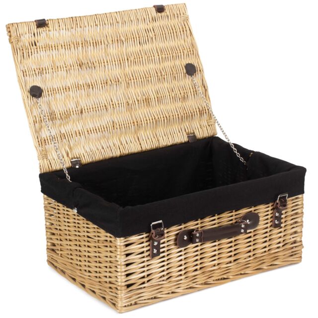 Red Hamper Wicker 51cm Buff Picnic Basket with Cotton Lining in Black - image 1