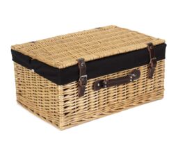 Red Hamper Wicker 51cm Buff Picnic Basket with Cotton Lining in Black - thumbnail 2