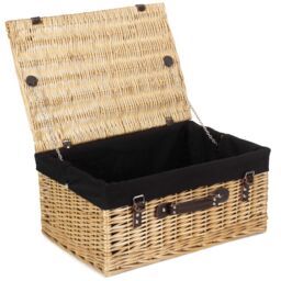 Red Hamper Wicker 51cm Buff Picnic Basket with Cotton Lining in Black