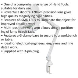 Loops LED Magnifying Glass Light & G Clamp Mount - Craft Detail Engrave Work - Table in Clear - thumbnail 2