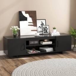 Costway 152 cm Entertain Center TV Stand for TVs up to 70 Inches in Black - thumbnail 4