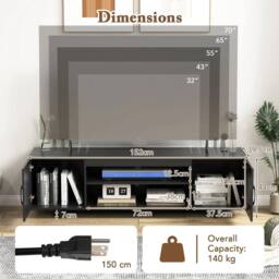 Costway 152 cm Entertain Center TV Stand for TVs up to 70 Inches in Black - thumbnail 2