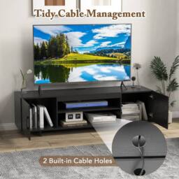 Costway 152 cm Entertain Center TV Stand for TVs up to 70 Inches in Black - thumbnail 7
