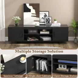 Costway 152 cm Entertain Center TV Stand for TVs up to 70 Inches in Black - thumbnail 6