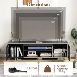 Costway 152 cm Entertain Center TV Stand for TVs up to 70 Inches in Black - thumbnail 9